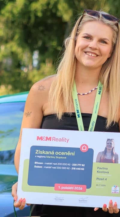 Pavlína Kosťová s oceněním M&M reality za 1. pololetí 2026